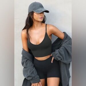 Joah Brown Gym Short Body Sueded Onyx Black S/M High Waisted